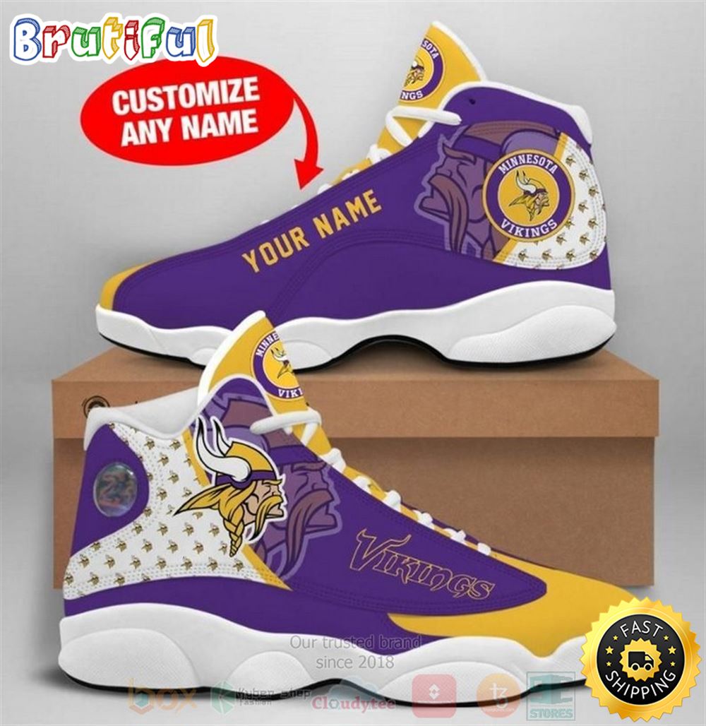 Personalized Minnesota Vikings Nfl Team Custom Air Jordan 13 Shoes