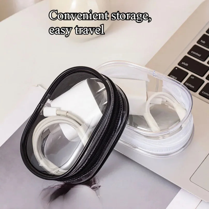 Mini Transparent Storage Bag with Zipper, Travel Data Cable Charger Dustproof Portable Storage Bag,Headphone and Charger Case