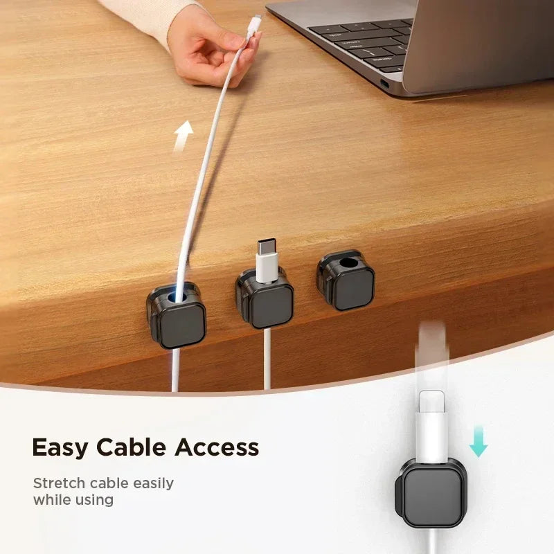 Strong Cable Clips Adjustable Cord Holder | Adhesive Under Desk Mgmt Organizer for Home Office Car Wall Desktop Nightstand