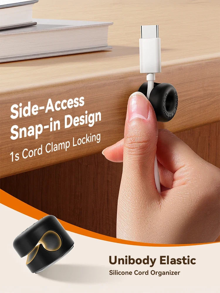 Joyroom 8Pack Cord Organizer Cable Clips 1s Side-Snap Lock Silicone Cord Holder Cable Management Adhesive Cord Clips JR-ZS568