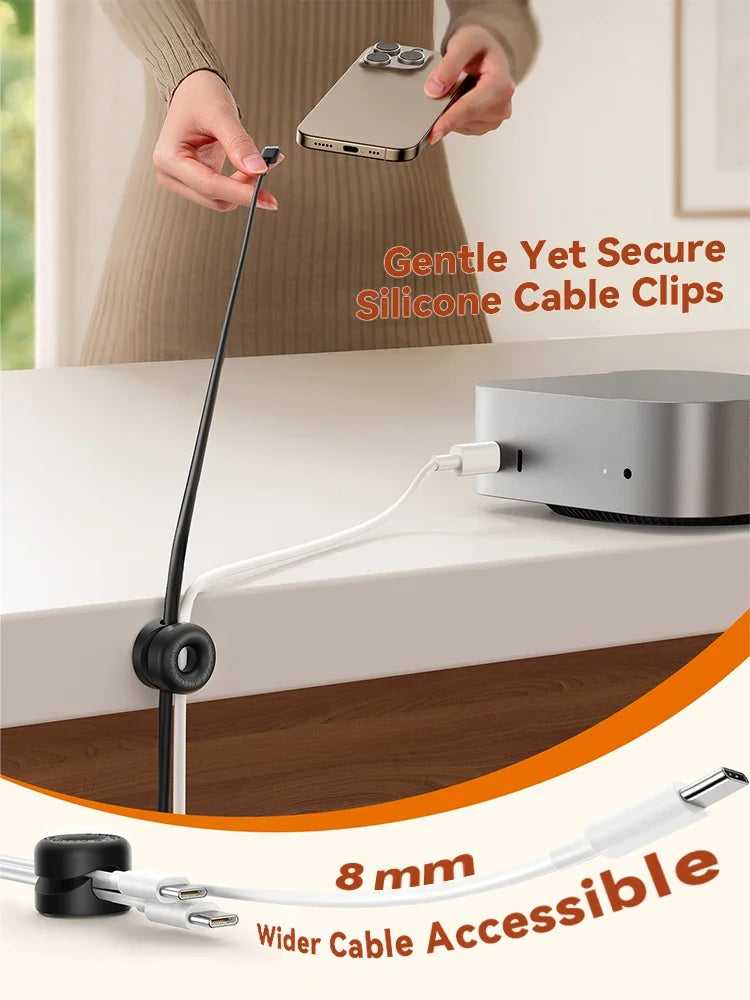 Joyroom 8Pack Cord Organizer Cable Clips 1s Side-Snap Lock Silicone Cord Holder Cable Management Adhesive Cord Clips JR-ZS568