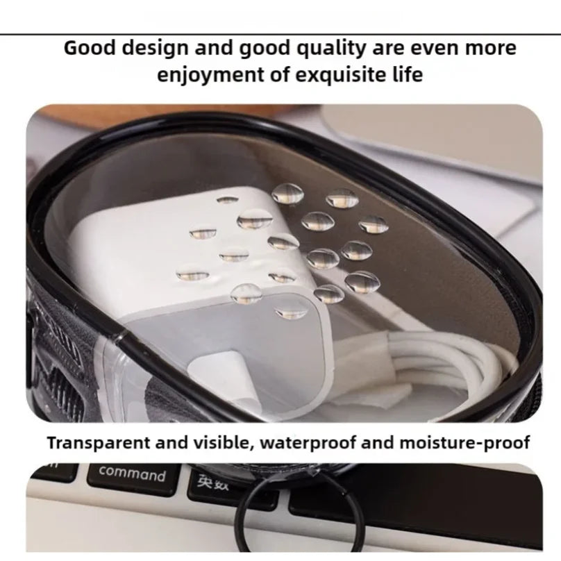 Mini Transparent Storage Bag with Zipper, Travel Data Cable Charger Dustproof Portable Storage Bag,Headphone and Charger Case